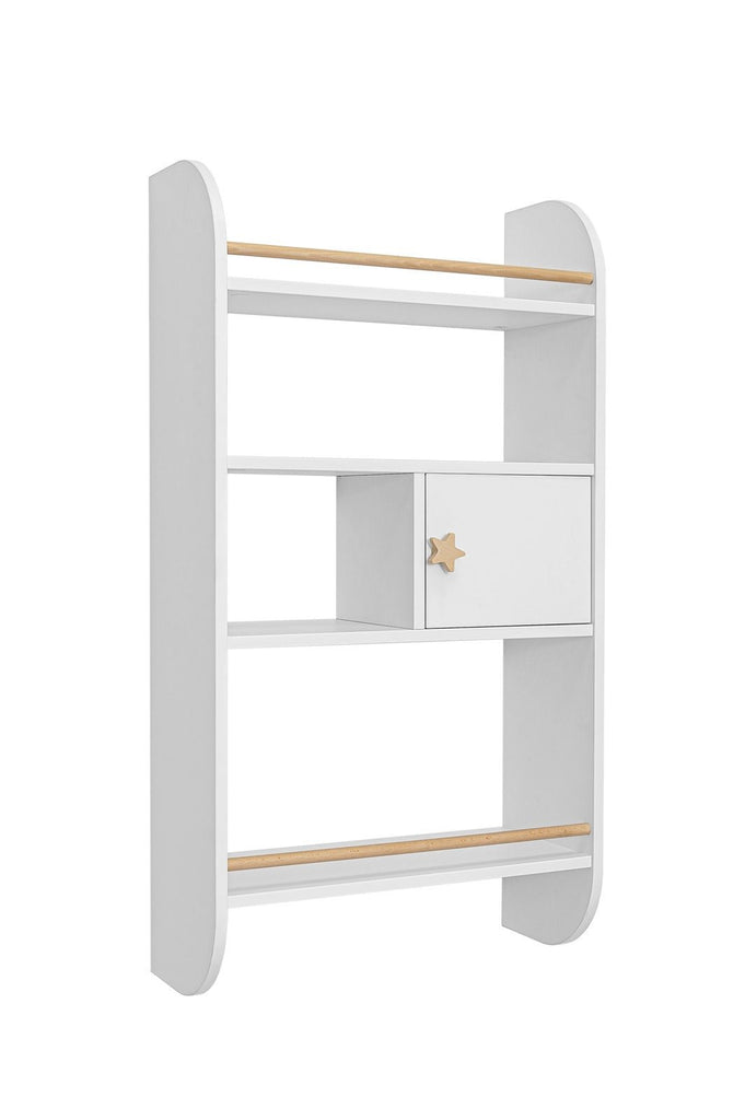 Cozy Leni - LOTTA | Bücherregal mit 4 Ebenen und einer Tür | Schnee-Weiß - Bücherregale & Bücherschränke
