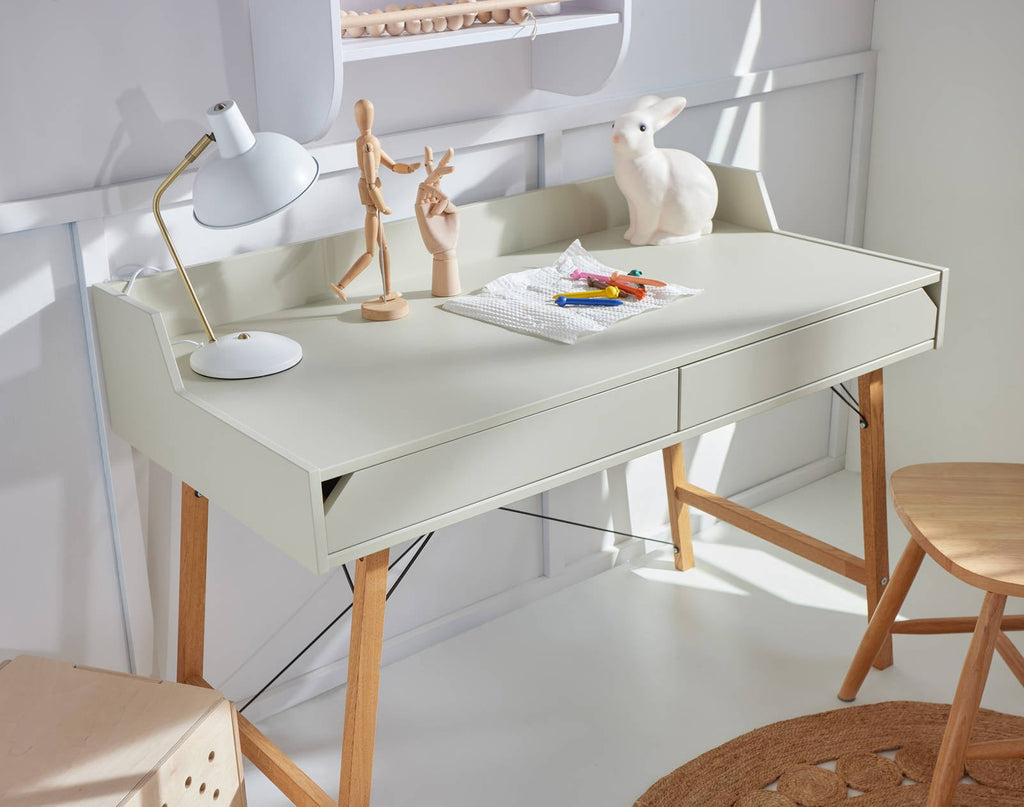 Cozy Leni - LOTTA | Schreibtisch mit 2 Schubfächern | Salbei-Grün -