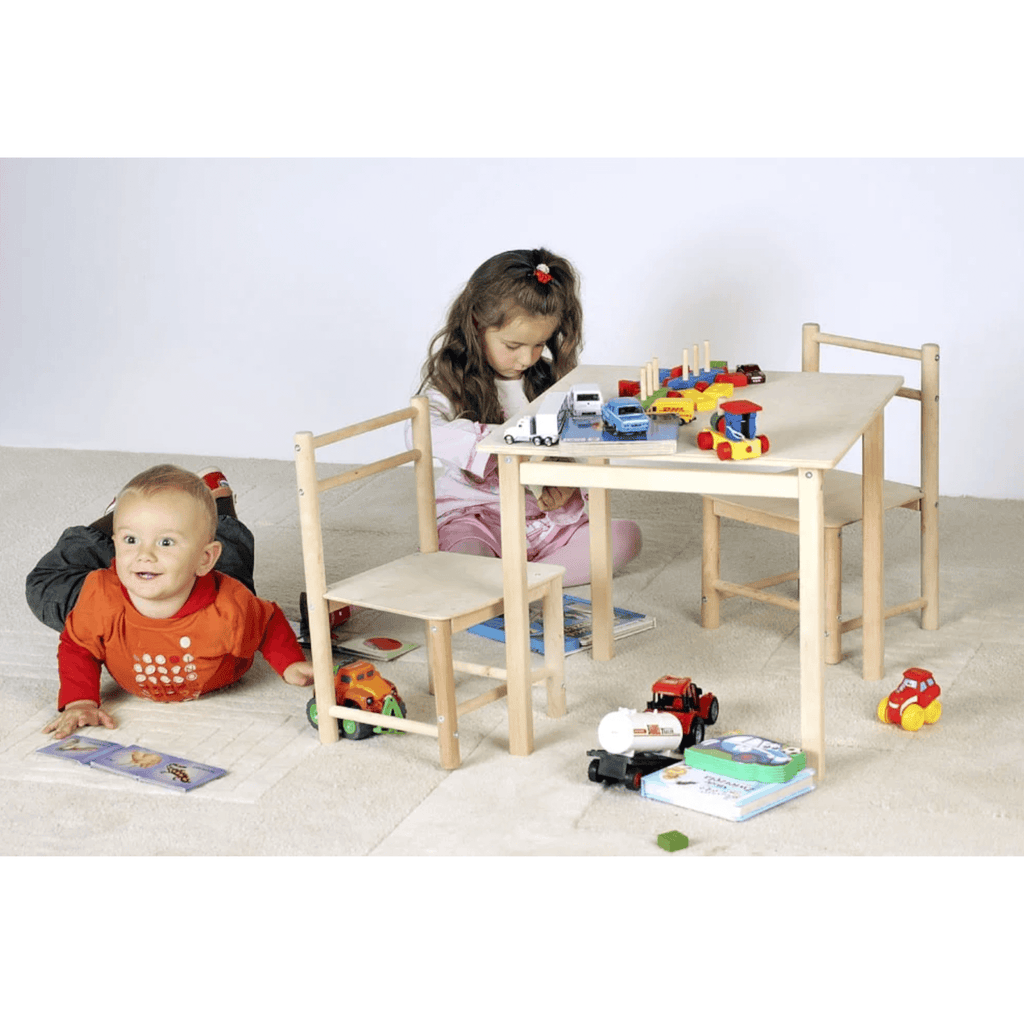Cozy Leni - Set aus einem Kinder-Tisch und zwei Stühlen - natürliches Birkenholz - Kinderspieltische