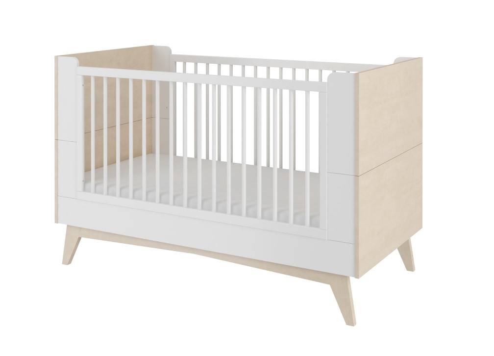 Cozy Leni - SO SIXTY Babybett 70x140 | erweiterbar auf 70x160 & Schreibtisch | Weiß & Birke - Betten & Bettgestelle