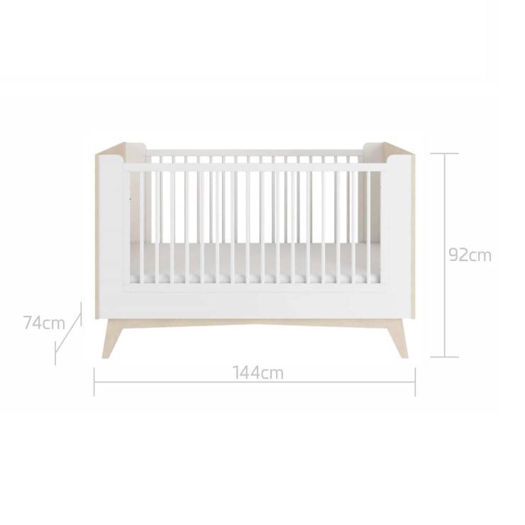 Cozy Leni - SO SIXTY Babybett 70x140 | erweiterbar auf 70x160 & Schreibtisch | Weiß & Birke - Betten & Bettgestelle