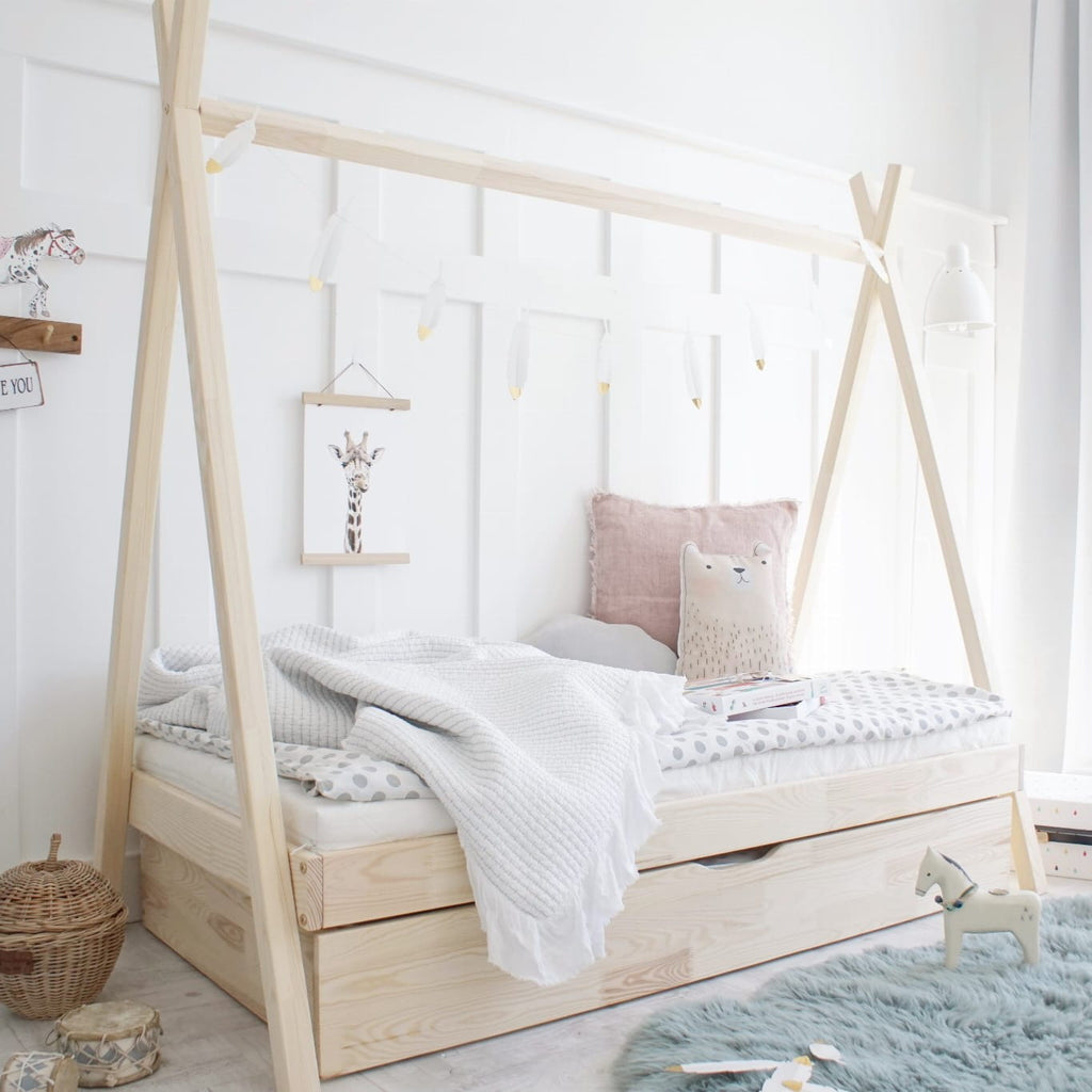 Cozy Leni - Tipi-Bett THEO mit Schublade - im gemütlichen skandinavischen Stil - Betten & Bettgestelle