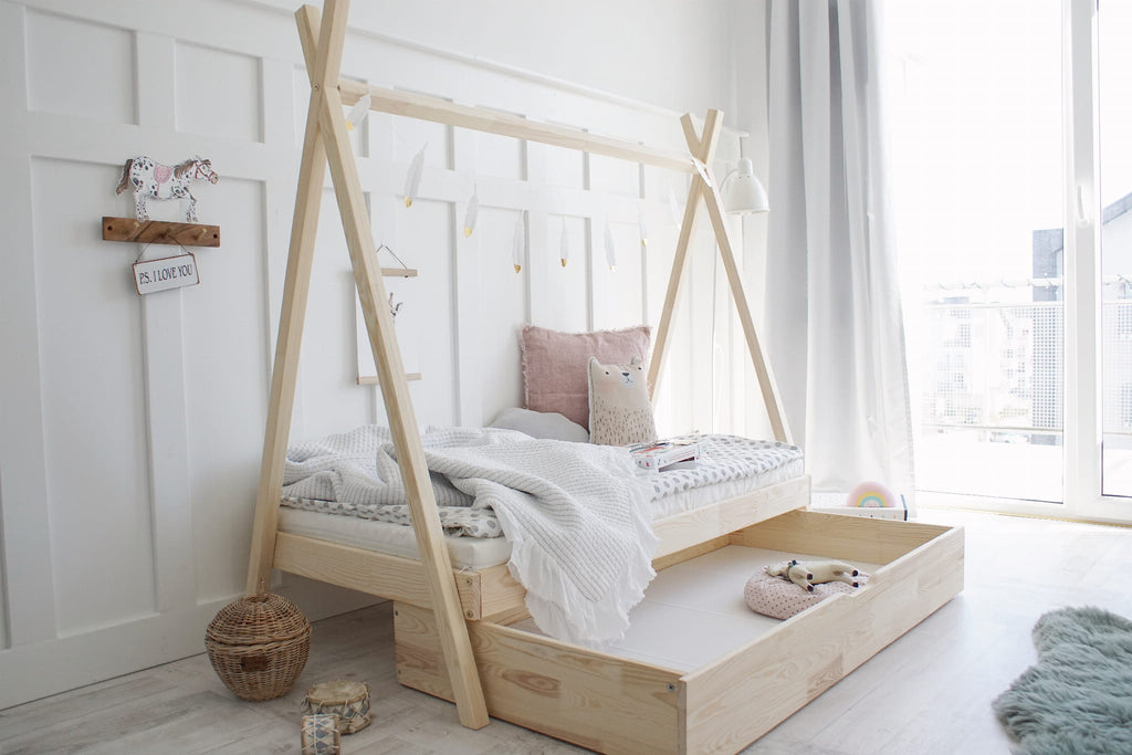 Cozy Leni - Tipi-Bett THEO mit Schublade - im gemütlichen skandinavischen Stil - Betten & Bettgestelle