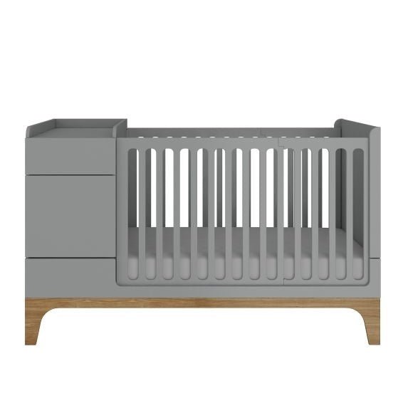Cozy Leni - UP! Multifunktionales Kinderbett 70x120 | Umbaubar auf 70x160 + Schreibtisch & Container | Grau oder Weiß - Betten & Bettgestelle